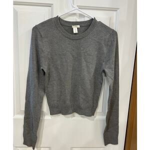Bozzolo cropped grey sweater size L long sleeve crew neck new